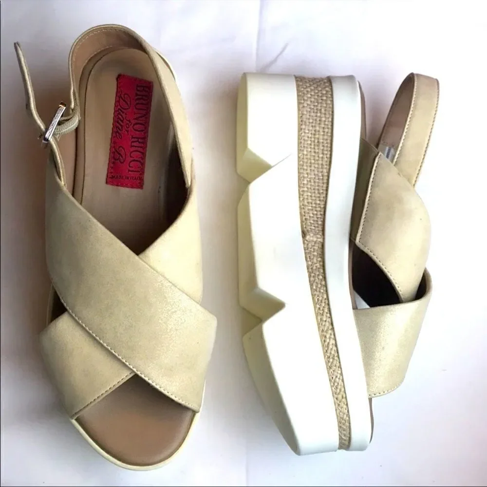 Bruno Ricci for Diane B. platform sandals.…